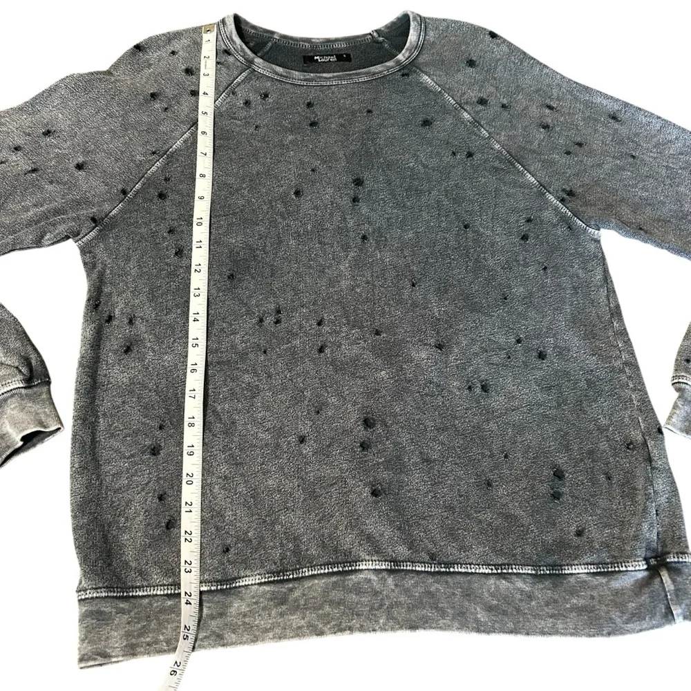 Michael Lauren Gray distressed Crewneck Sweatshirt Size S - Picture 7 of 8